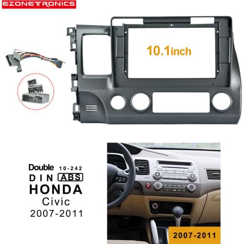 2Din Car DVD Frame Audio Fitting Adaptor Dash Trim Kits Facia Panel 10.1inch For Honda Civic Left2007-11 Double Din Radio Player