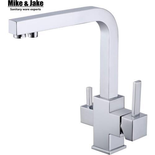 2015 Square kitchen faucet with double-functions Torneira Cozinha Faucets 3 In1 Kitchen Faucet Three Way Tap for Water Filter