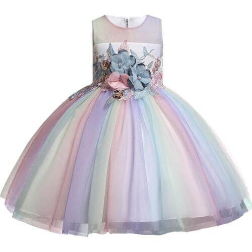 2020 Summer Girl Dress Embroider Princess Dress Kids Dresses For Girls Costume Wedding Party Dress Children Clothing 3-10 Age