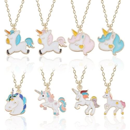 2021 Fashion Unicorn Pendant Necklace Best Friends Kawaii Cute Necklace Golden Chain Choker For Women Girls Gifts Dropshipping