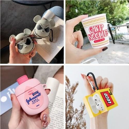 3D Cartoon Earphone Case For AirPods case Bluetooth Headset Box For airPods 1 2 Cramophone Cover Accessories Couple Case