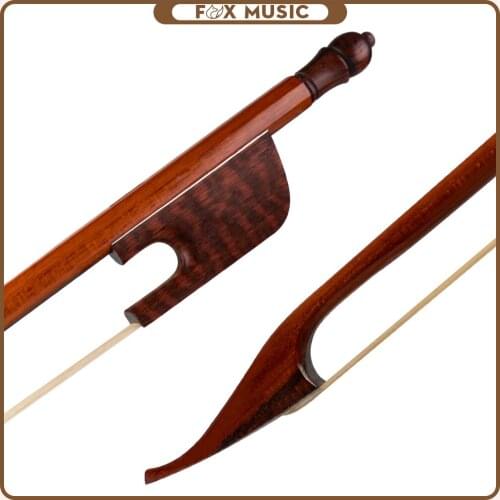 4/4 Violin Bow Brazilwood Bow w/ Snakewood Frog Baroque Style Round Stick White Horsehair Fase Response For Violin Player