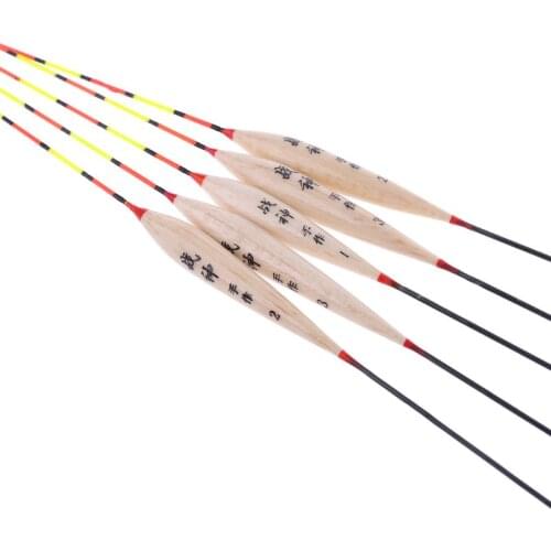 5 Pcs Fishing Float Night Luminuous Tackle Glow Stick Wood Accessories With Lead
