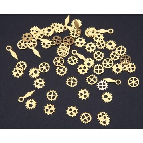 60Pcs Mixed Steampunk Cogs Gears Clock Hand Charm UV Frame Resin Jewelry Filling