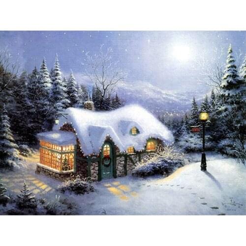 Diamond Embroidery 5D Needlework Landscape Snow House Full Drill Square Diamond Painting Cross Stitch Crystal Wall Picture