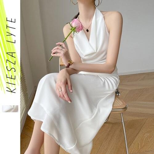 White Dress Women Summer Elegant Sexy Solid Sleeveless Ruched Bodycon Cocktail Party Club Slim Fit Dresses Vestido