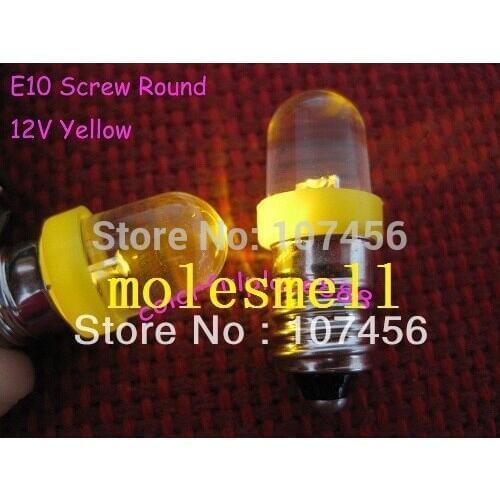 Free shipping 50pcs yellow E10 3V Led Bulb Light Lamp for LIONEL 1447