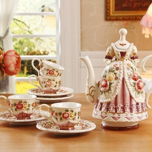 British Elegant Porcelain Coffee Cup Set Beautiful Princess Skirtea Drinkware Party Wedding Gifts