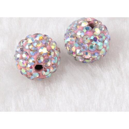 10mm Pink Clay Paved Crystal Disco Rhinestone Ball Shape Beads DIY For Bracelet jewelry making 10pcs/lot