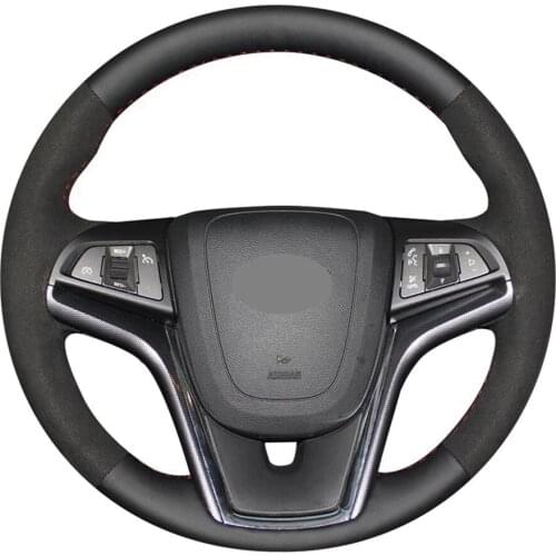 Car Steering Wheel Cover DIY Non-slip Black Genuine Leather Suede For Chevrolet Malibu 2011-2014 Volt 2011-2015