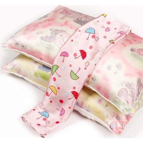 Kids 100% Natural Silk Pillowcase Double Sided Pillow Cover For Healthy Sleep Baby Cartoon Color Cooling Pillow Cover