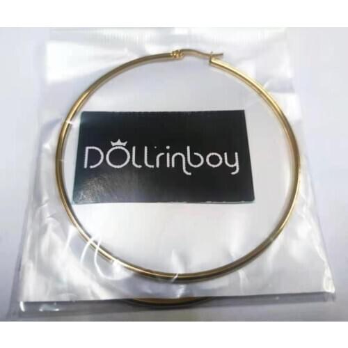 DOLLRINBOY Stainless Steel Hoop Earrings for Women 4/5/6/7cm Large Gold/White/Black color Round Big Hoops Earring