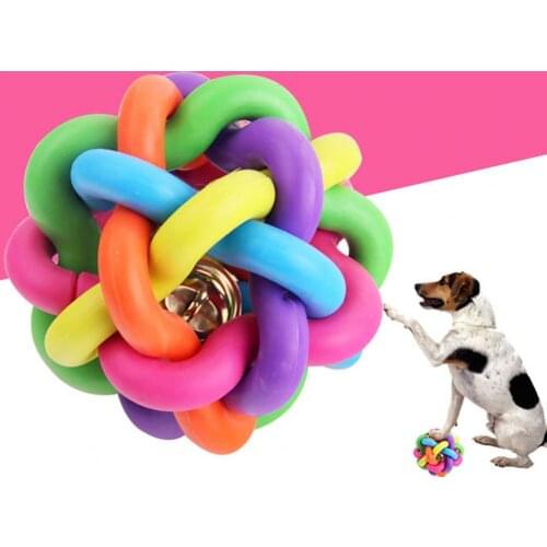 Dog Toys Ball Bell Colorful Teeth Cleaning Random Color Sound Woven Ball pop it durable material colorful антистресс