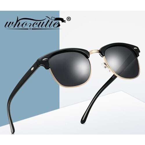 Classic Polarized Sunglasses Men Women Brand Design High Quality Half Frame Rivet Square Sun Glasses Male UV400 Lens Shades 722
