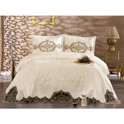 Livza Double Bed Cover Set Ecru Golden