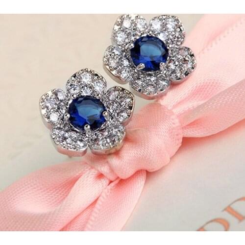 Korean cute small flower rhinestone crystal stud earrings Bijoux Jewelry Accessories gift for woman girl