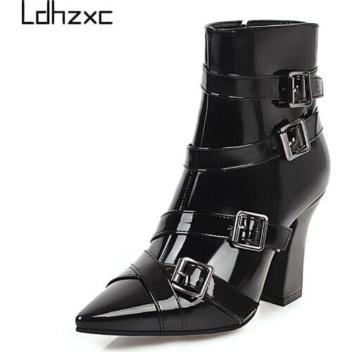 LDHZXC 2020 Sexy Ankle Boots high Heels White Party Wedding Shoes Women winter Punk Rock Outside Footwear Big Size 42 43