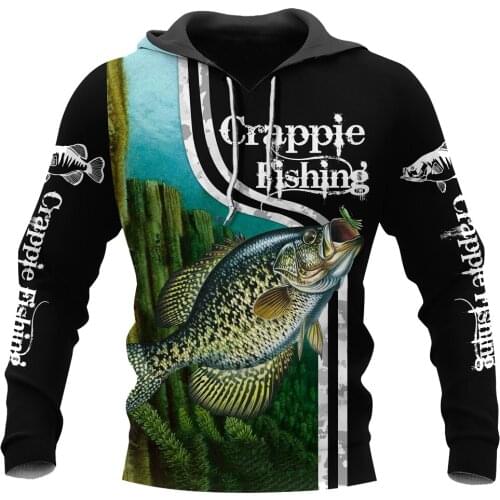 Mens Fashion Hoodies Crappie Fishing 3D Full Printed Sweatshirt Unisex Zip Casual Jacket DY82