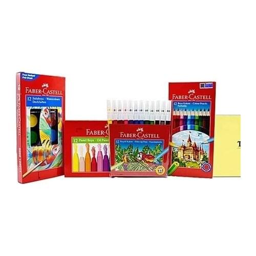 Faber-Castell Set of 4 Paints Felt Type Marker Pen Set Long Dry Paint Set Crayons Set Watercolor Set School Art Markers Sets Water Color Brush Pen Painting Art Supplies for Artist Quality and vivid colors