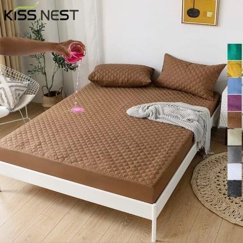 Solid Color Waterproof Mattress Cover,Breathable Fitted Sheets 200x200 180x200,Bed Sheet With Elastic Bands,For Home Bedroom