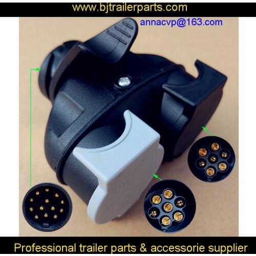 Trailer plug socket 13 pin to 12N and 12S type towing electrics connector adapter trailer parts
