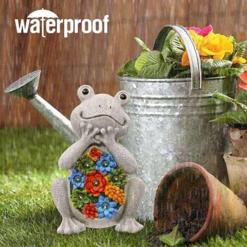 Solar Light Frog With Flower Garden Statue Outdoor Lawn Decor, Figurine for Patio, Balcony, Yard, Unique Housewarming Gift