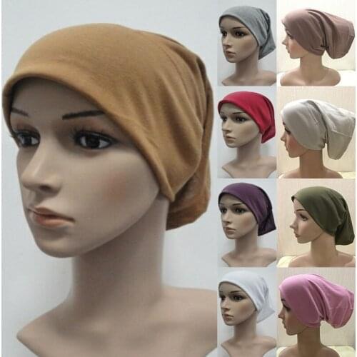 Soft Cotton Modal Underscarf Bonnet Plain Stretchy Full Cover Inner Hijab Muslim Women Back Open Under Cap Turban Islam Headband