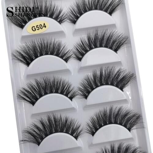 SHIDISHANGPIN 3/5 pairs 100% Real Mink Eyelashes 3D Natural False Eyelashes Mink Lashes Soft Eyelash Extension Makeup Kit Cilios