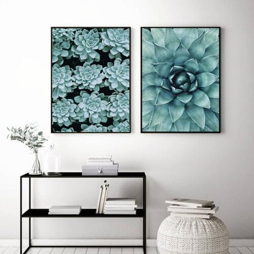 Nordic Art Posters and Prints Minimalist Green Cactus Canvas Painting Plant Wall Pictures for Living Room Home Decoration