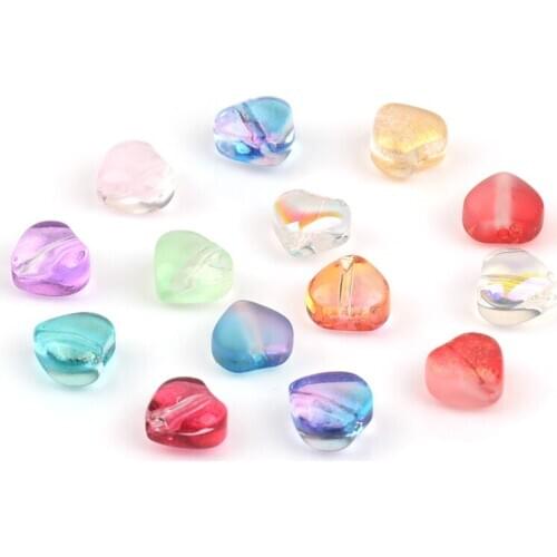 Mixed Color Lover Heart Glass Beads For Jewelry Making Women Diy Craft Bracelet Necklace Handmade Lampwork Beads Wholesale