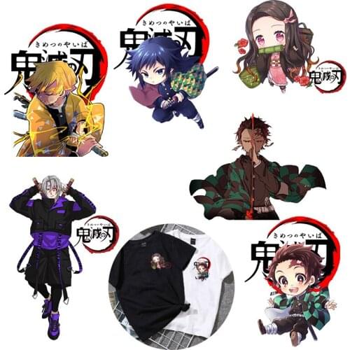 Anime Demon Slayer Iron On Patches For Clothing A-level Washable Thermal Transfers Sticker On Clothes T-shirt Jeans Appliques
