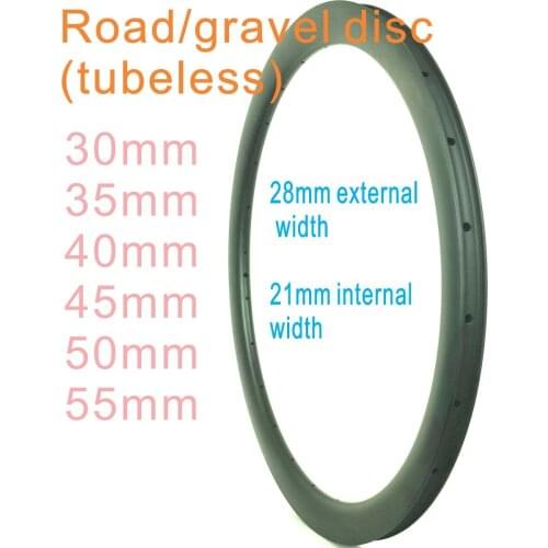 29er Gravel Bike Carbon Rims 28mm External Width 30mm 35mm 40mm 45mm 50mm 55mm Road Disc Bicycle Tubeless