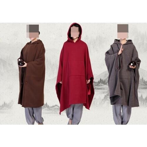 Unisex Autumn&Winter high quality zen meditation cloak shaolin monks kung fu robe buddha clothing Buddhist meditation Cape