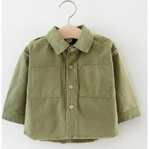 2019 Spring Boys Shirt Solid Color Casual Long Sleeves Tops for Girls Kids Clothes Newborn Baby Pocket Cardigan Child Clothing