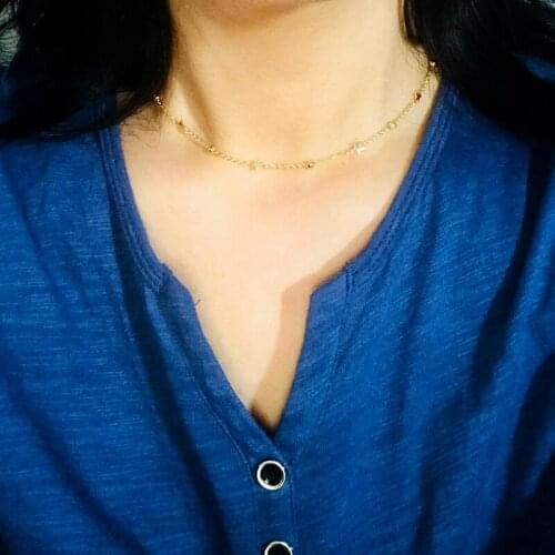 Vintage 316L Stainless Steel Gold Chain Star Round Beads Choker Necklace Women Statement Collares Bohemian Beach Jewelry Gift