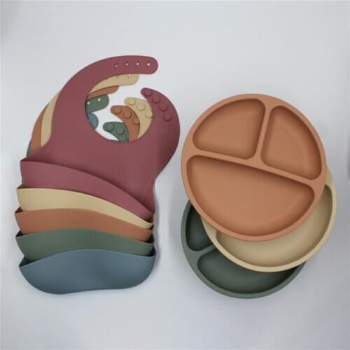 Waterproof Silicone Baby Divided Bowl Infants Antislip Dinner Plate Tableware