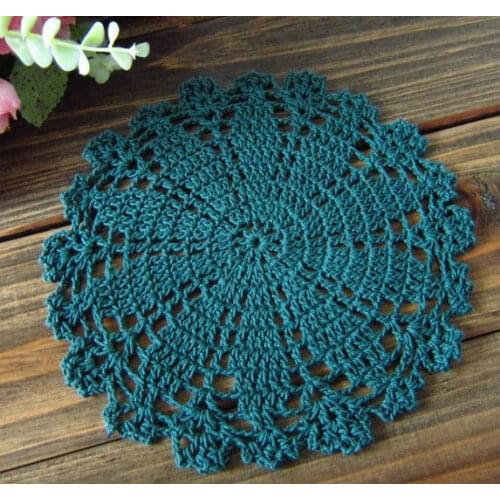 Set of 24 pieces Shabby Chic Vintage Look Crocheted Doilies---Dark Green color,327