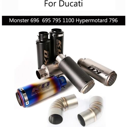 Left Right ) For Ducati Monster 696 695 795 1100 Exhaust Pipe Slip On Hypermotard 796 Motorcycle Mid Pipe 51 mm Tail Escape