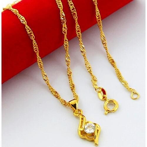 High Quality 24K Gold-color Chain Necklaces Peandant Necklace Jewelry Free Shipping