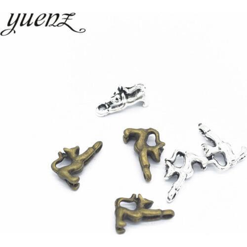 YuenZ 20 pcs 2 color Antique Silver Plated alloy Cat Charms Pendants for Jewelry Making DIY Handmade Craft 13*8mm D9143