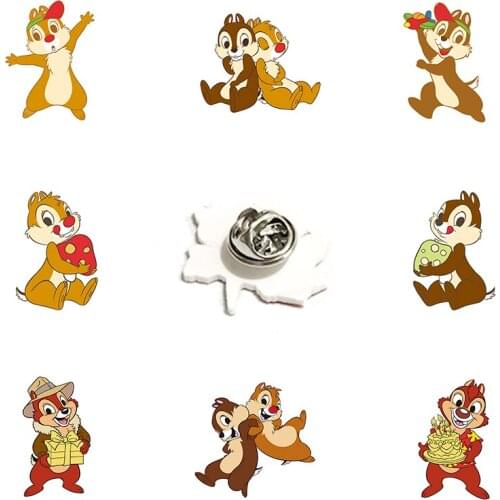 Disney Chipmunk Kiki And Titi Lapel Pins Good Friends Jewelry Cartoon Epoxy Resin Acrylic Ladies Men Pins Jewelry For Friends