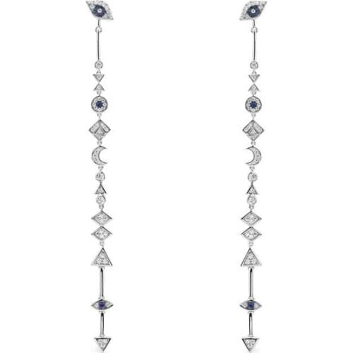 Sterling silver summer new evil eye earrings female fashion personality jewelry long star and moon earrings party gift