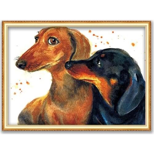 Animal Dachshund DIY 11CT Embroidery Cross Stitch Kits Needlework Craft Set Cotton Thread Printed Canvas Home Decoration Sell