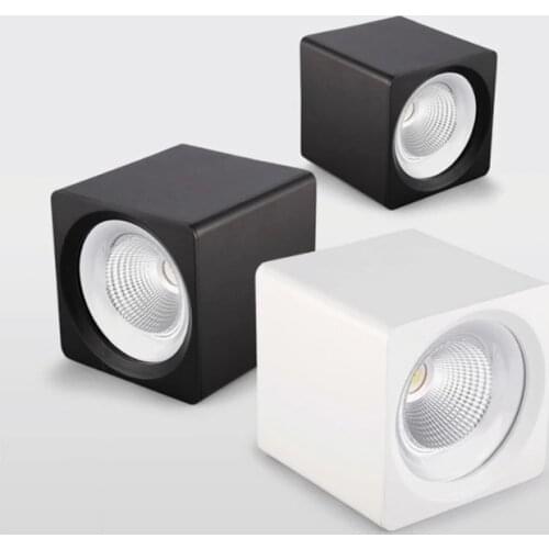 1pcs white Black Surface Mounted LED Dimmable Downlights 7W9W12W15W 20W COB LED Ceiling lamp Spot Lights AC110-220V