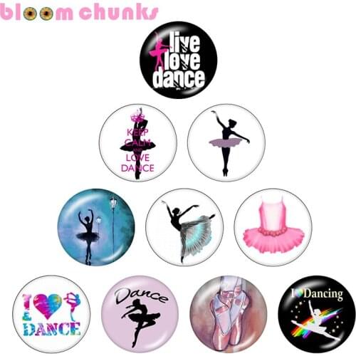 Love dance Ballet 10pcs mixed 12mm/18mm/20mm/25mm Round photo glass cabochon demo flat back Making findings S6225