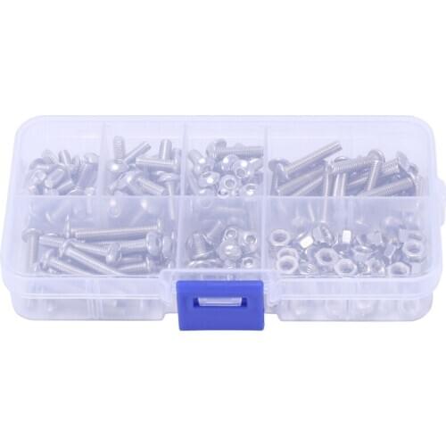 170Pcs M4 Stainless Steel Hex Drive Button Head Socket Cap Bolts Screws Nuts Assortment Kit (M4)