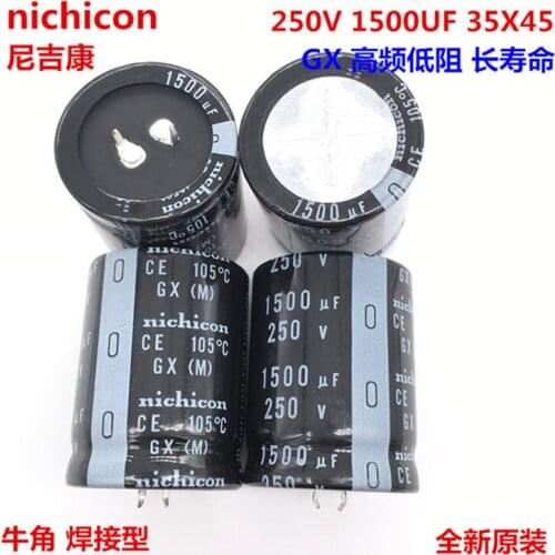 2PCS/10PCS 1500uf 250v Nichicon GU/GX 35x45mm 250V1500uF Snap-in PSU Capacitor