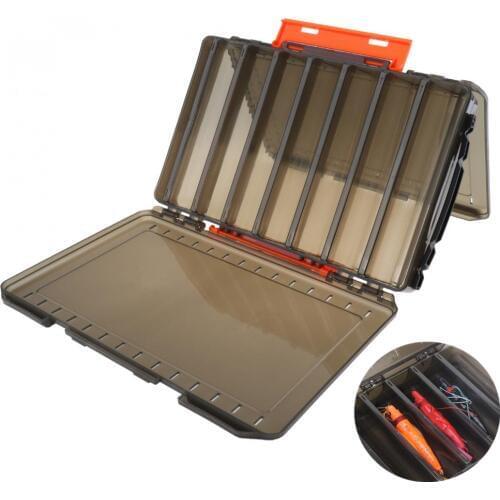26.8x18.7x4.5cm Double Side Translucent Thickening 14 Compartments Fishing Lure Box for Lures Shrimp Storage Case