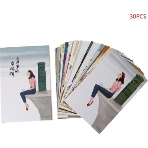 30 Sheets Happyness Paintings Retro Vintage Postcard Christmas Gift Card Wish Poster Cards