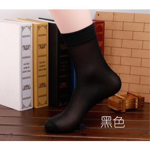 High Quality Brand Men Business Casual Black Silk Socks Spring Summer Male Black thin Socks 5 Pairs